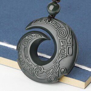 Heitian Jade Sapphire Pendant New Great Gift Hand Carved